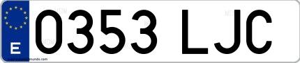 Ejemplo de matrícula española 0353 LJC