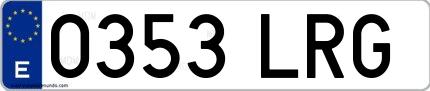 Ejemplo de matrícula española 0353 LRG