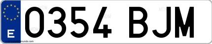 Ejemplo de matrícula española 0354 BJM