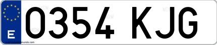 Ejemplo de matrícula española 0354 KJG