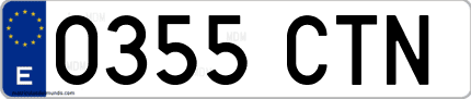 Ejemplo de matrícula de coche ordinaria 0355 CTN
