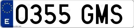 Ejemplo de matrícula española 0355 GMS