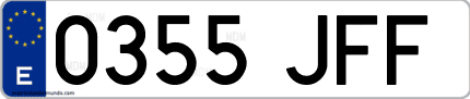 Ejemplo de matrícula de coche ordinaria 0355 JFF