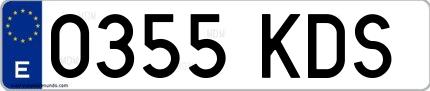 Ejemplo de matrícula española 0355 KDS