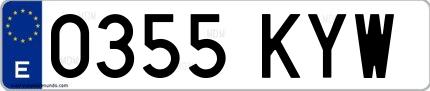 Ejemplo de matrícula española 0355 KYW