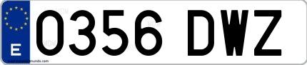 Ejemplo de matrícula española 0356 DWZ