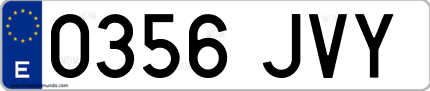 Ejemplo de matrícula de coche ordinaria 0356 JVY
