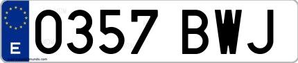 Ejemplo de matrícula española 0357 BWJ
