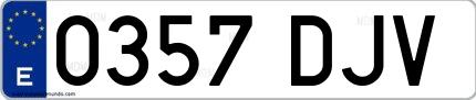 Ejemplo de matrícula española 0357 DJV
