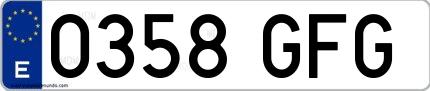Ejemplo de matrícula española 0358 GFG