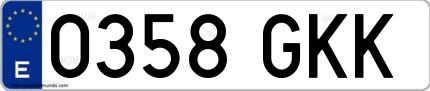 Ejemplo de matrícula española 0358 GKK