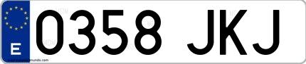 Ejemplo de matrícula española 0358 JKJ