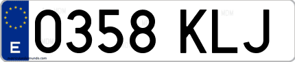 Ejemplo de matrícula de coche ordinaria 0358 KLJ