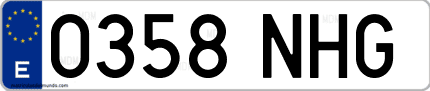 Ejemplo de matrícula de coche ordinaria 0358 NHG