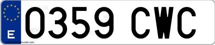 Ejemplo de matrícula española 0359 CWC