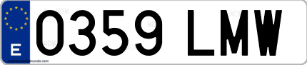 Ejemplo de matrícula de coche ordinaria 0359 LMW