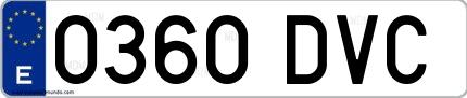 Ejemplo de matrícula española 0360 DVC