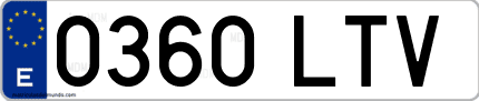 Ejemplo de matrícula de coche ordinaria 0360 LTV