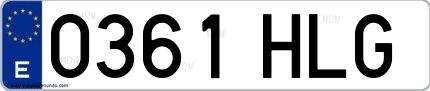 Ejemplo de matrícula española 0361 HLG