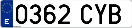 Ejemplo de matrícula de coche ordinaria 0362 CYB