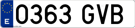 Ejemplo de matrícula de coche ordinaria 0363 GVB