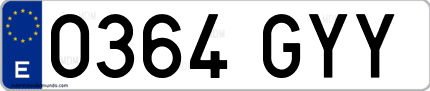 Ejemplo de matrícula de coche ordinaria 0364 GYY