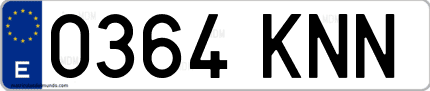 Ejemplo de matrícula de coche ordinaria 0364 KNN