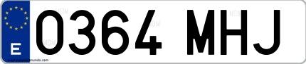 Ejemplo de matrícula española 0364 MHJ