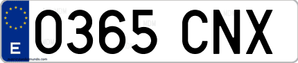 Ejemplo de matrícula de coche ordinaria 0365 CNX