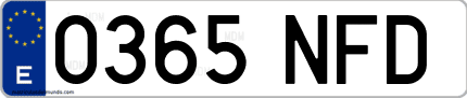 Ejemplo de matrícula de coche ordinaria 0365 NFD