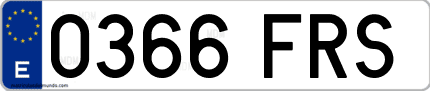 Ejemplo de matrícula de coche ordinaria 0366 FRS