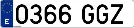 Ejemplo de matrícula española 0366 GGZ