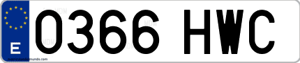 Ejemplo de matrícula de coche ordinaria 0366 HWC