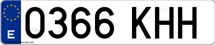 Ejemplo de matrícula de coche ordinaria 0366 KHH