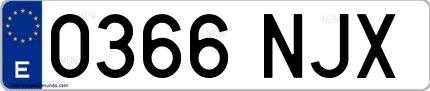 Ejemplo de matrícula española 0366 NJX