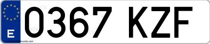 Ejemplo de matrícula española 0367 KZF