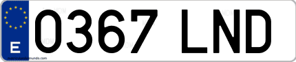 Ejemplo de matrícula de coche ordinaria 0367 LND