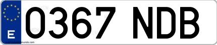 Ejemplo de matrícula española 0367 NDB