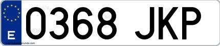 Ejemplo de matrícula española 0368 JKP