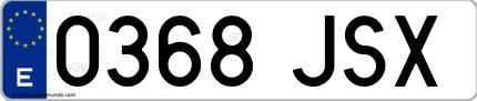 Ejemplo de matrícula española 0368 JSX