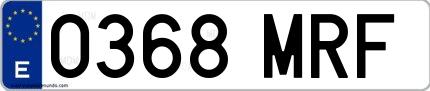 Ejemplo de matrícula española 0368 MRF