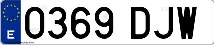 Ejemplo de matrícula española 0369 DJW