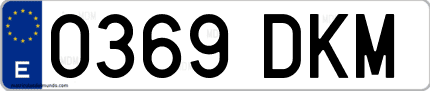 Ejemplo de matrícula de coche ordinaria 0369 DKM