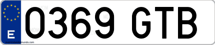 Ejemplo de matrícula de coche ordinaria 0369 GTB