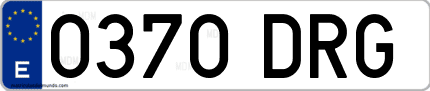 Ejemplo de matrícula de coche ordinaria 0370 DRG