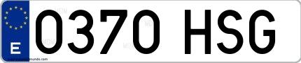 Ejemplo de matrícula española 0370 HSG