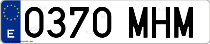 Ejemplo de matrícula de coche ordinaria 0370 MHM