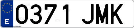Ejemplo de matrícula de coche ordinaria 0371 JMK
