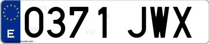 Ejemplo de matrícula española 0371 JWX