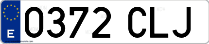 Ejemplo de matrícula de coche ordinaria 0372 CLJ